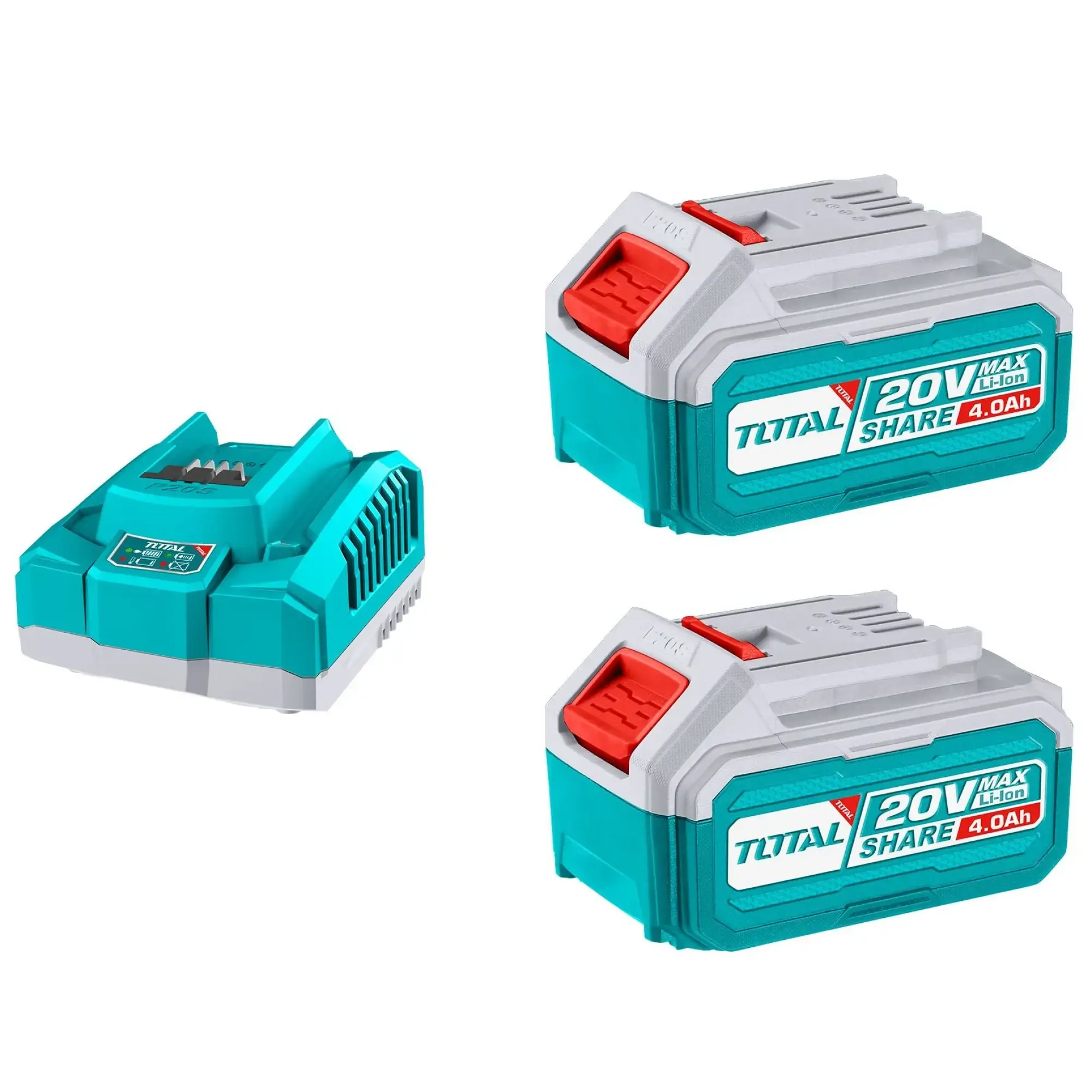 2 Baterías Litio Ion 4.0Ah + Cargador Rápido 20v