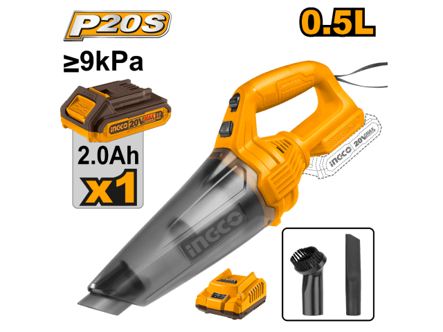 ASPIRADORA PARA AUTO A BATERIA 20V P20S C BATERIA CARGADOR INGCO