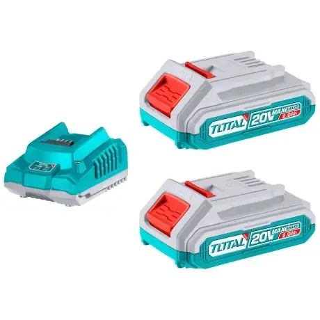 2 Baterías Litio Ion 2.0Ah + Cargador Rápido 20v