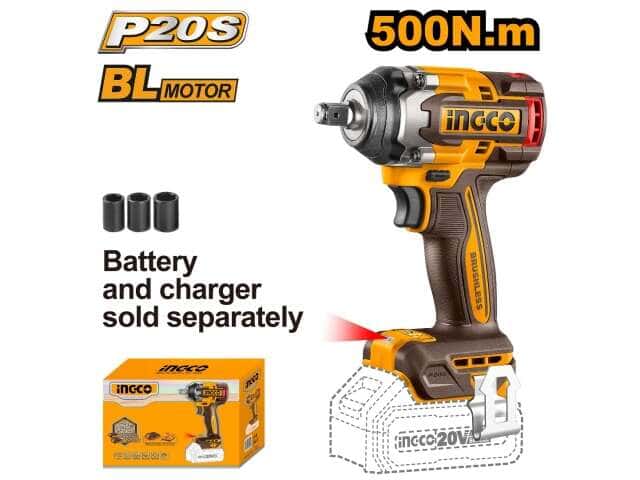 LLAVE DE IMPACTO A BATERIA 500NM 20V P20S BL SIN BAT SIN CARG INGCO