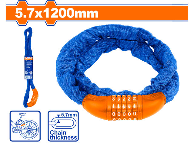 CANDADO CADENA BICICLETA COMBINACION 5.7X1.2MTS WADFOW