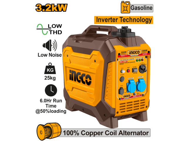 GENERADOR INVERTER 3.2KW 25KG BAJO RUIDO INGCO
