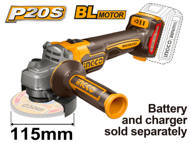 AMOLADORA A BATERIA 20V  4 1/2 115M INGCO SIN BATERIA