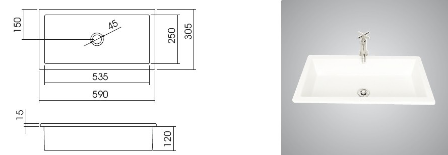 DECA L1070 BLANCO BACHA SOBREPONER 59X30.5